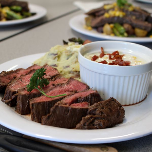 A finished plate of food.